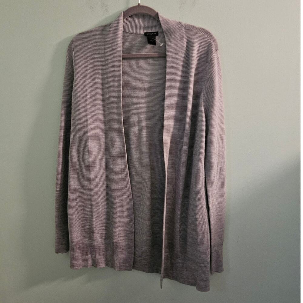 Ann Taylor Gray Open Cardigan LARGE ~ Casual Cottagecore, Office, Minimalist